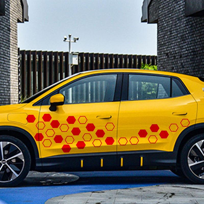 For Universal car Car Pvc Honeycomb Graphics Stickers Car Body Diy Sticker Vinyl Car Side Body Hexagon Stickers