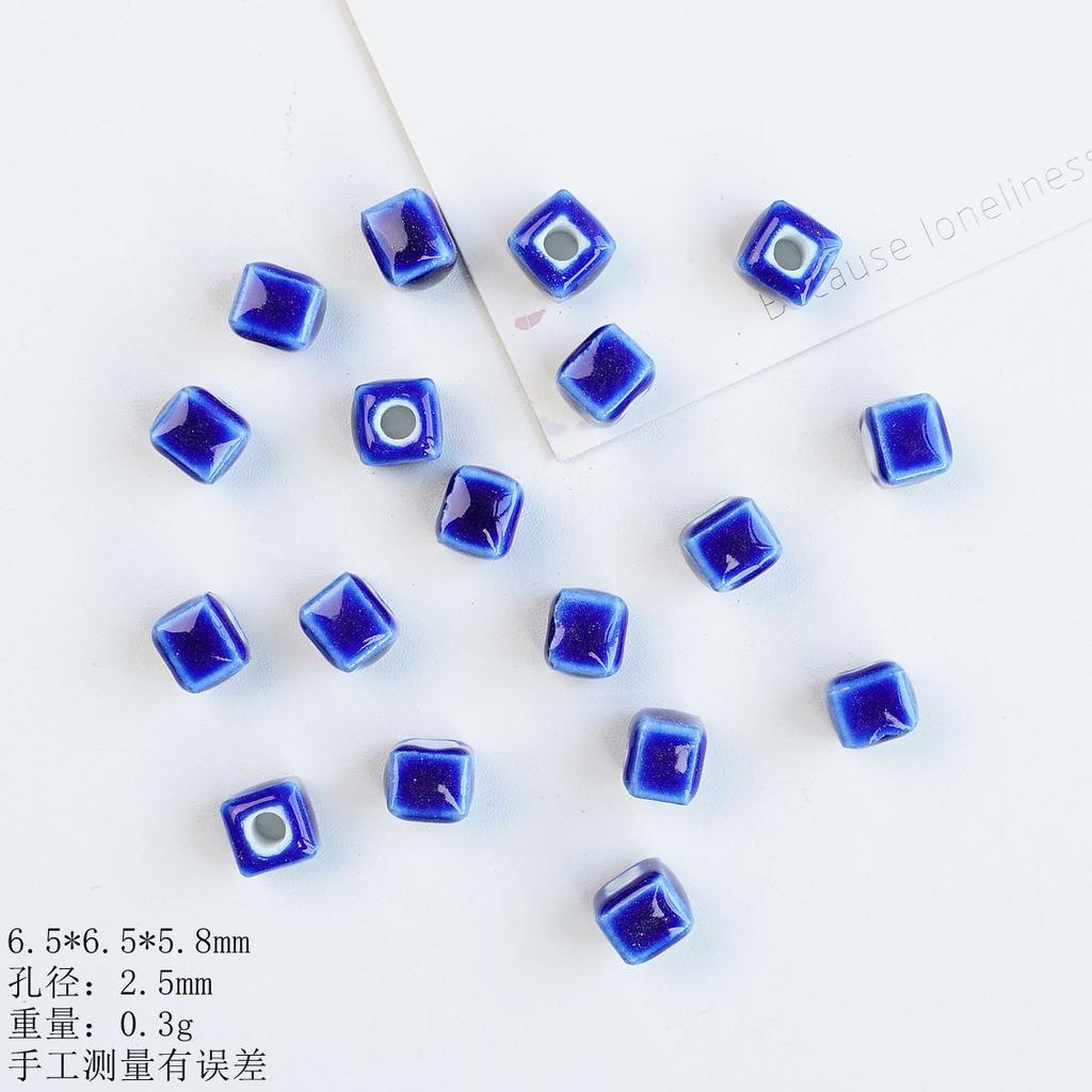 Small square loose beads handmade DIY bead material ceramic necklace bracelet beaded accessories