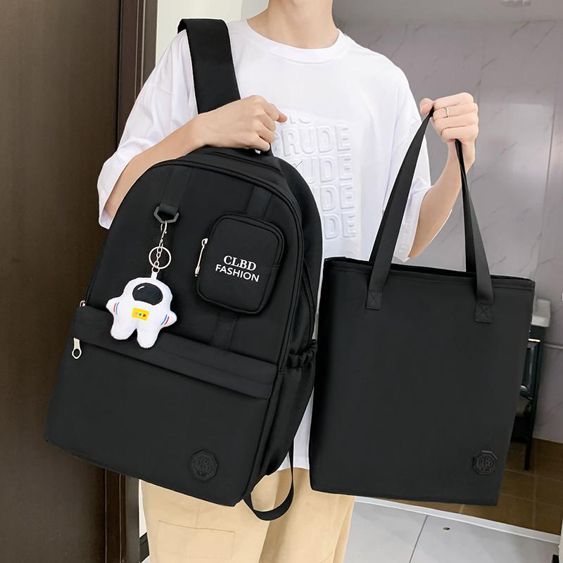 Women's Three-Piece Nylon Backpack Large Capacity Campus Splicing Schoolbag Backpack