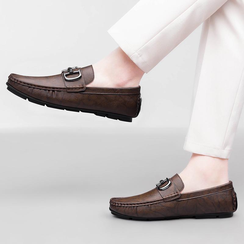 Fashion Slip-On Casual Shoes Men's Genuine Leather Loafers Comfortable Soft Sole Classic Driving Moccasins for Men Business Dress Shoes