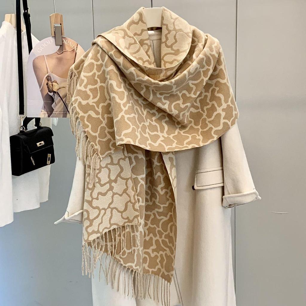 Women's Double-Sided Faux Cashmere Tassel Shawl - Warm, Thick High-End Autumn & Winter Scarf
