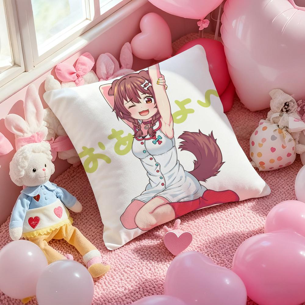 Anime Singer INUGAMI KORONE Cushion Cover Pattern Printed Pillowcase for Living Room Sofa Cushion Cover & Bedroom Decor