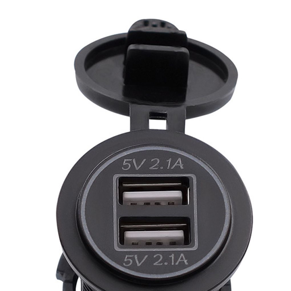 5V 2.1A Dual USB Charger IP66 Waterproof Car Charging Socket Power Outlet Compatible for Car Boat Marine