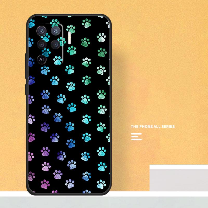 Cat Dog Paws Case For Oppo A40 A60 A80 A78 A98 A58 A38 A18 A54 A74 A94 A96 A76 A16 A15 A17 A57 A5 A6 Pro