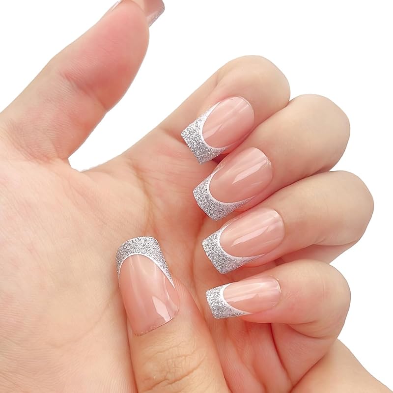 Press On Nails High Fashion Deep Sea Waves Blue Painted Short Medium Square Wearable Nails 12 Sizes - 24 Pcs Gel False Nail Set