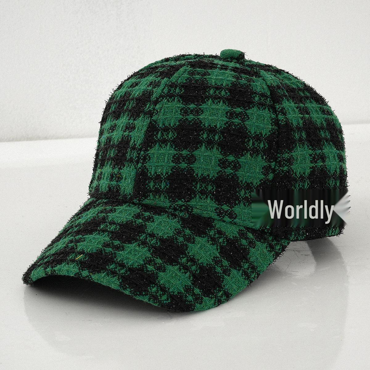 

Женская бейсболка с зеленым флисом и перекрестным узором для покупок и прогулок M (56-58cm) зелёный