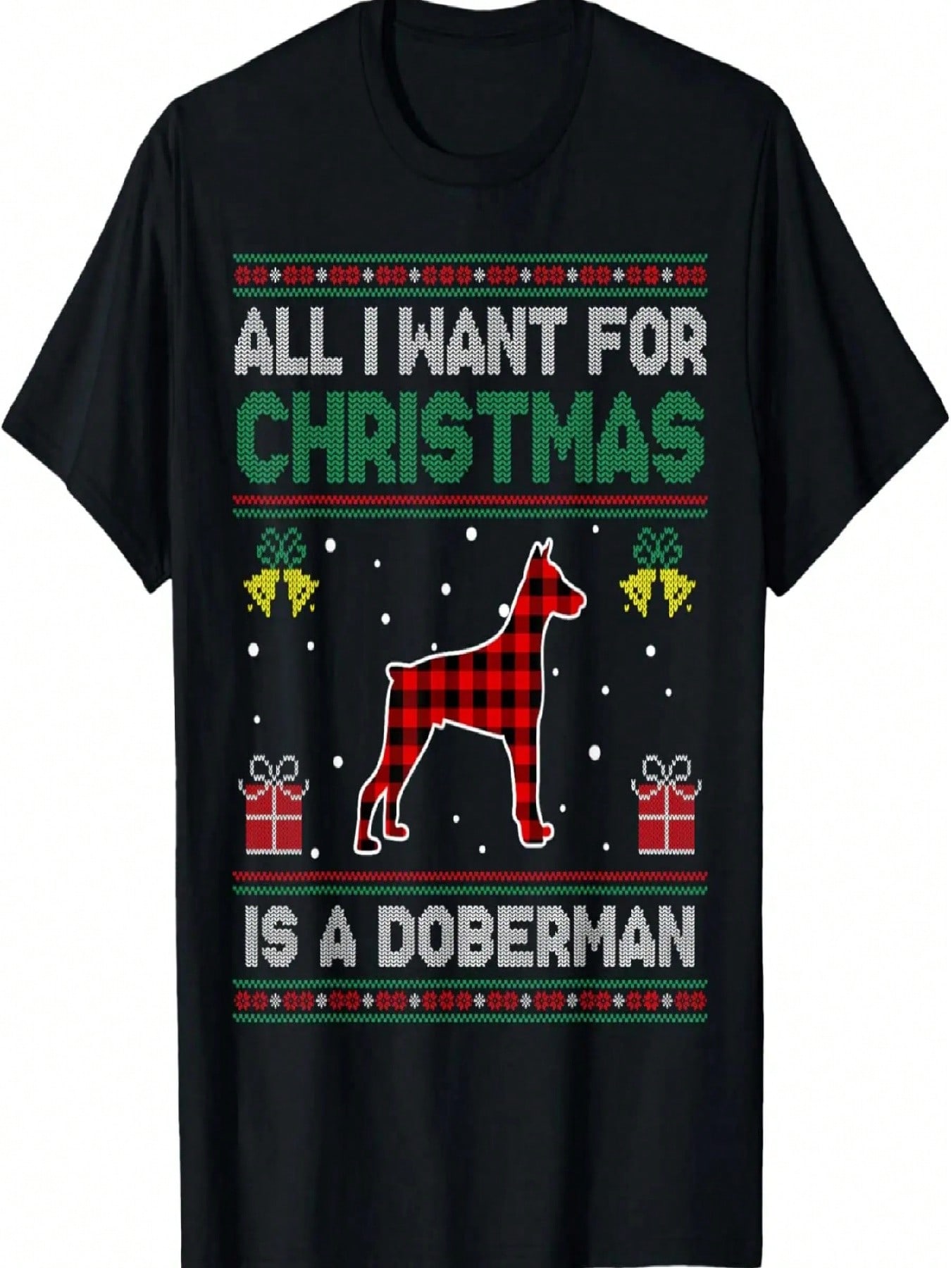 All I Want For Christmas Is A Doberman Ugly Sweater T-Shirt S разноцветный