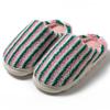 Fashion home cotton slippers women's autumn and winter new non-slip velvet warm colored striped cotton slippers