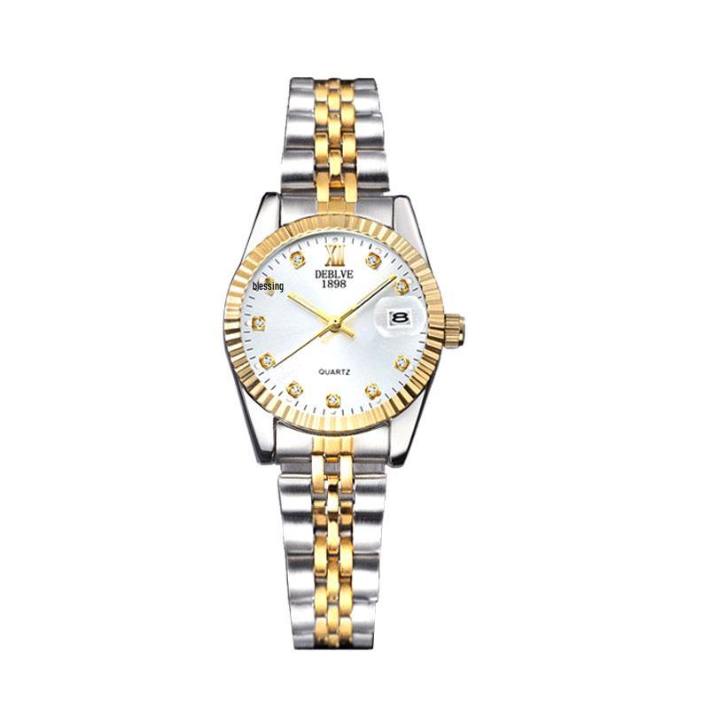 Reloj de Moda Clásico Versátil para Hombre con Correa de Acero, Movimiento No Mecánico, Función de Calendario y Diseño Unisex para Parejas.