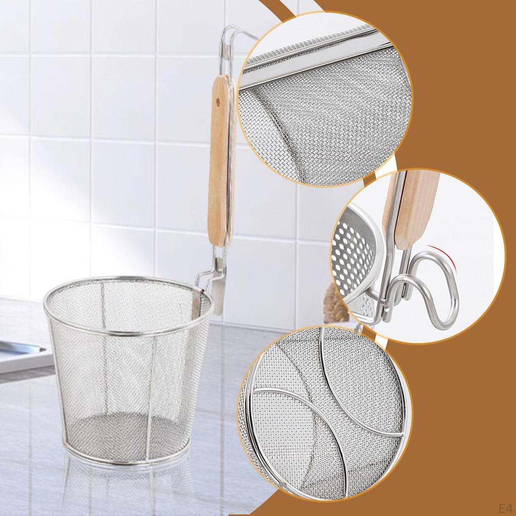 Noodle Strainer Deep Skimmer Food Dumpling Mesh Pasta Basket for Restaurant