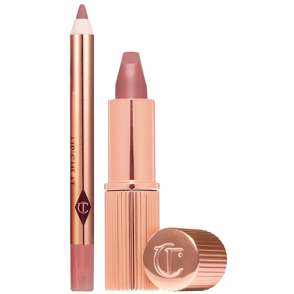 

Charlotte Tilbury Pillow Talk Mini Lipstick + Lip Liner Set Nude Pink Color