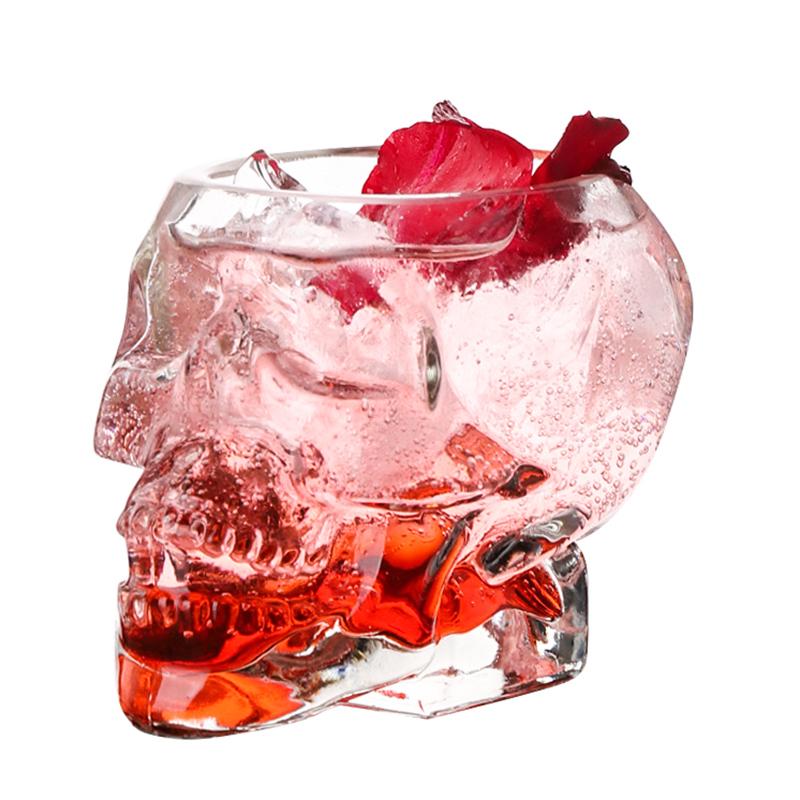 Lebka s hlavou navrženou z čirého skla, kelímek na pivo, koktejl, červené víno, kelímky, žáruvzdorné čajové hrnky na kávu, bar, whisky, nápoje jako dárek