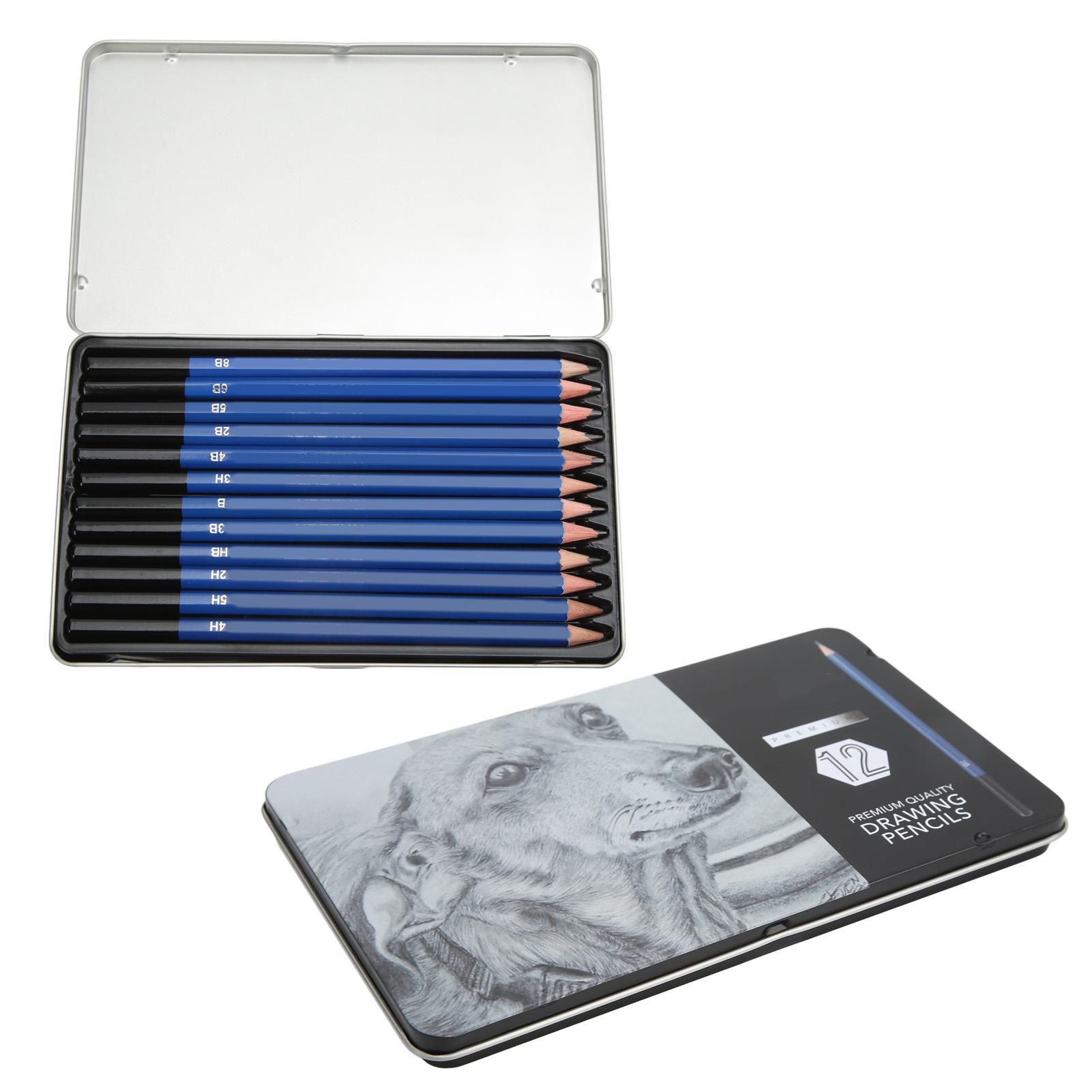 

12 шт. Карандаши для эскизов Глянцевые Цветные Карандаши для Рисования Эскизов Набор с Железной Коробкой для Начинающих