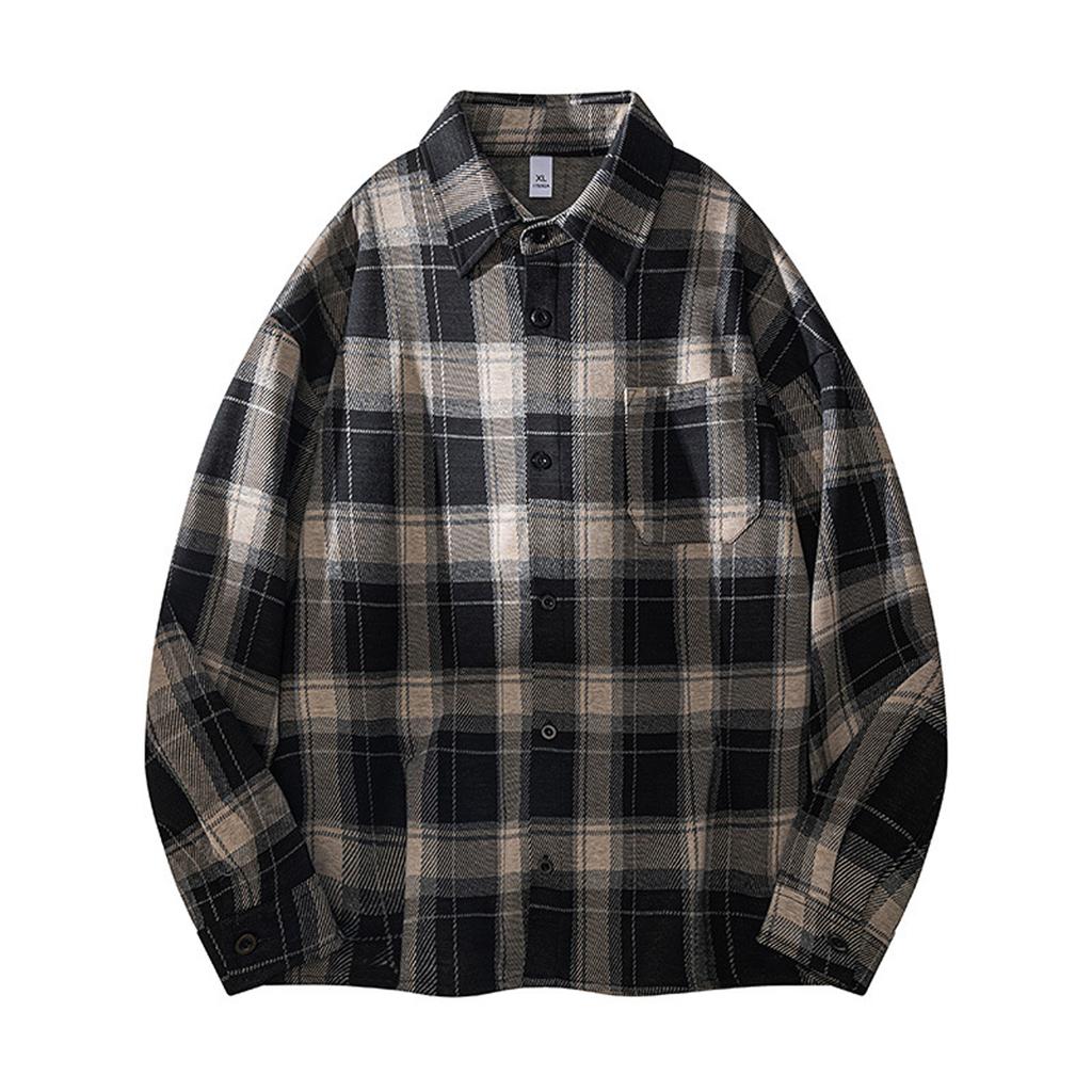Mens Plaid Shirt Fall Regular Fit Long Sleeve Plaid Shirt Casual Button Down Shirts Flannel Jacket With Pocket