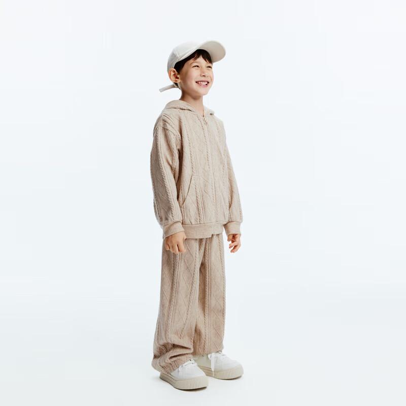 little MO&Co. Kids' Autumn Knitted Twisted Texture Straight-Leg Pants