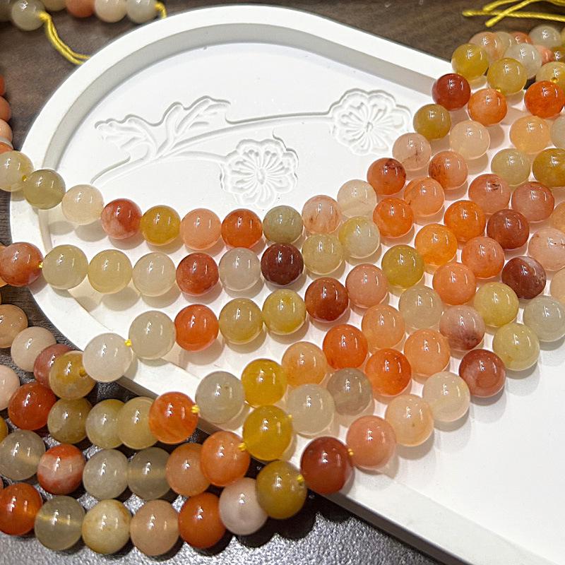 Xinjiang Golden Silk Jade Round Beads for DIY Jewelry Accessories - Bracelets & Necklaces