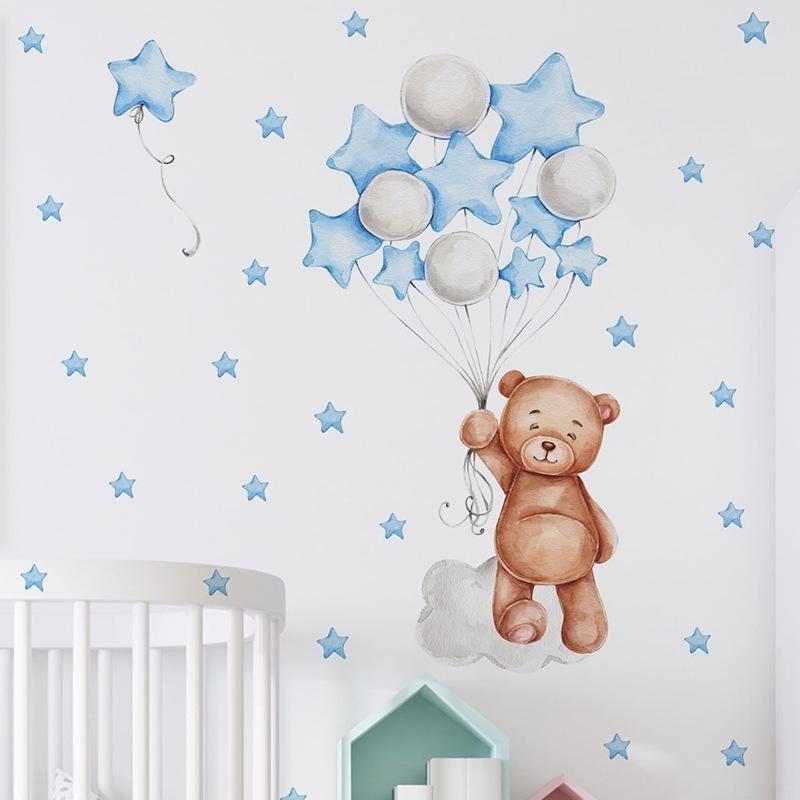 Cartoon Star Bear Moon Cloud Decoration Wall Decal Home Decoration Wall Decal Self Adhesive