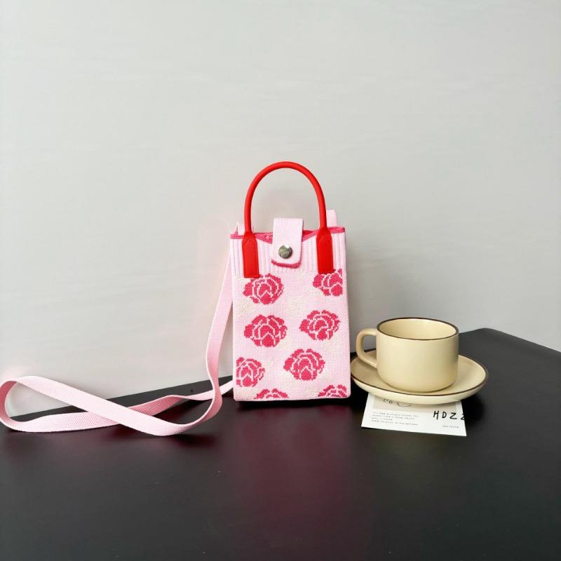 Mobile phone bag flower knitted bag niche versatile shoulder messenger bag trendy tote bag flower knitting