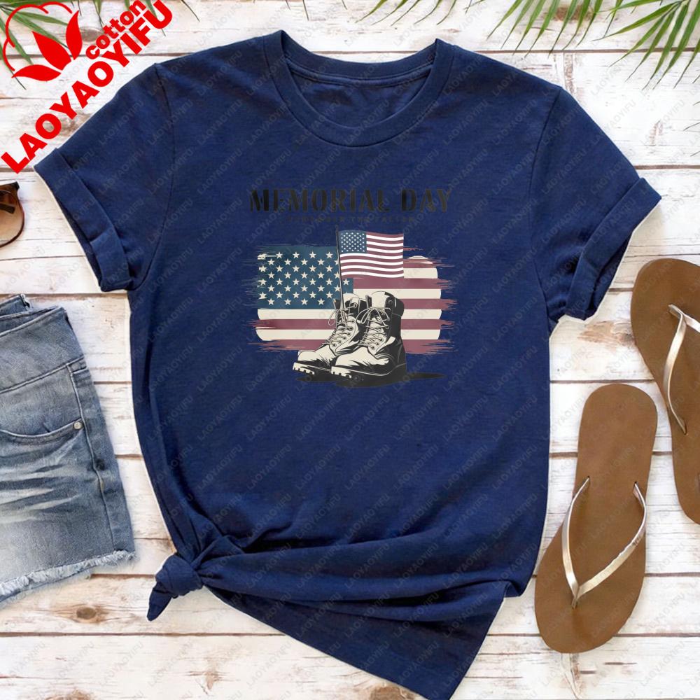 Memorial Day Shirt Land of The Brave Shirt Patriotic American Flag Clothes Heart Memorial Day Tops American Flag Shirt S