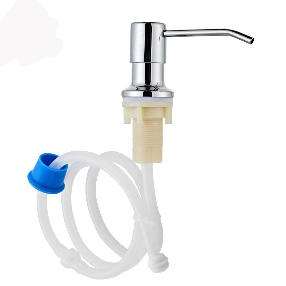 Stainless Steel Soap Dispenser Pump Head with Extended Silicone Tube Hand Soap Dish Soap Dispenser Pump No-Refill Pump Head