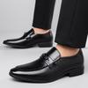 Luxury New Designer Men's Pointed Pu Leather Dress Business Casual Shoes Metal Button Loafers Wedding Dress Homecoming Footwear
