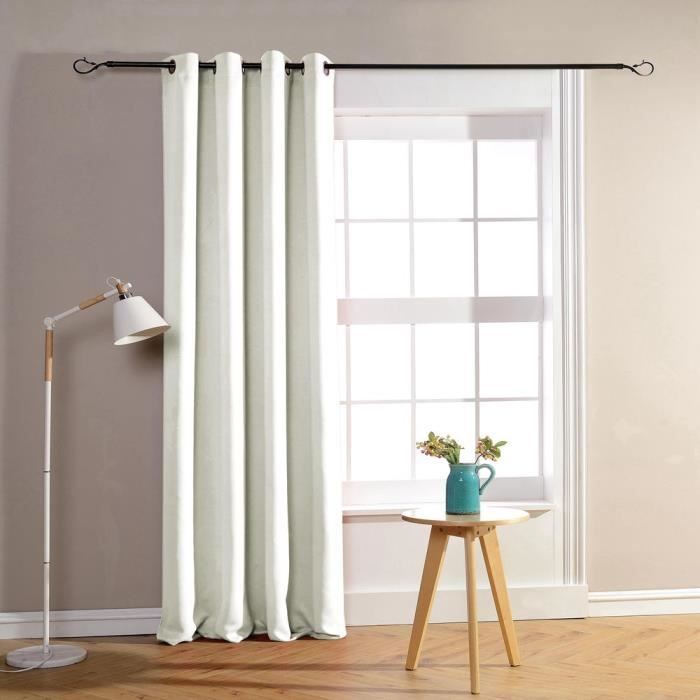 Pair of Blackout Curtains - Ecru - 140x260 Cm - 100% Polyester - 8 Metal Eyelets - Interior