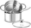 MICHELANGELO 304 Stainless Steel Pot/cooking Pan with Steamer Set, Suitable for All Stoves and Ovens, Dishwasher Safe