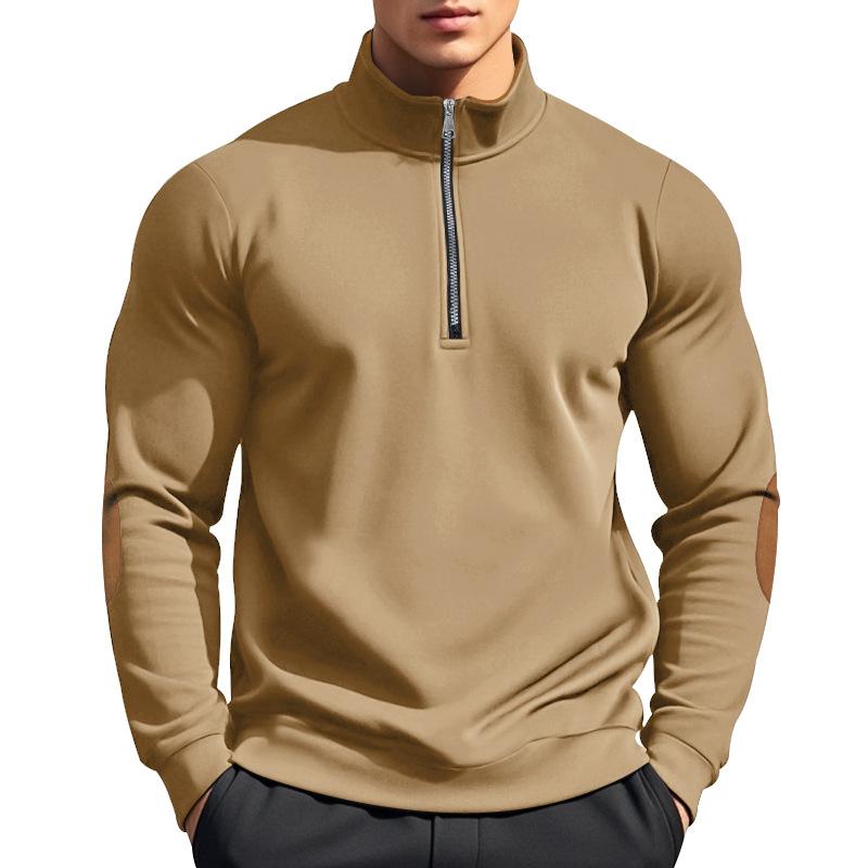New Autumn and Winter Men's Casual Pullover Sweatshirt Zipper Stand Collar Solid Color Men's Jacket