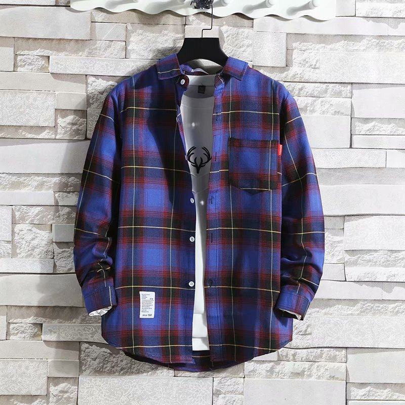 Classical Men Plaid Shirts Long Sleeve Casual Regular Fit Male Tops Autumn Spring