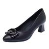  sapatos femininas women cute pointed toe black leather office square heel shoes lady classic comfort work shoes ab371