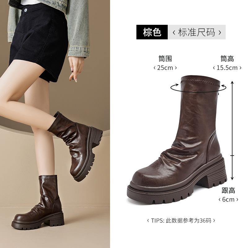 

Augustine Black Martin Boots Women s 2025 New Autumn and Winter Retro British Platform Short Boots Casual Skinny Boots 40