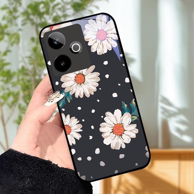 Für Realme GT7 5G Hülle Luxus Malerei Cover Gehärtetes Glas Handyhülle Für Realme GT 7 Fundas Harte PC Stoßfeste Schale Bumper
