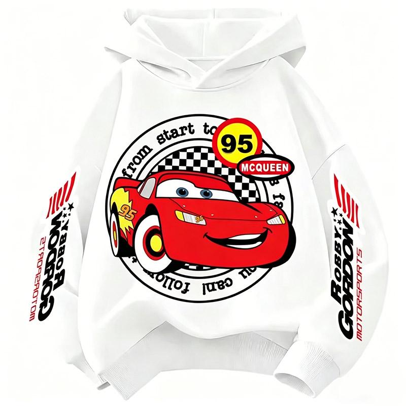 2026 Car Fun Printed McQueen Kids Boys Girls Hooded Sweatshirt Fall Winter Casual Fashion Student Hoodie Back To School