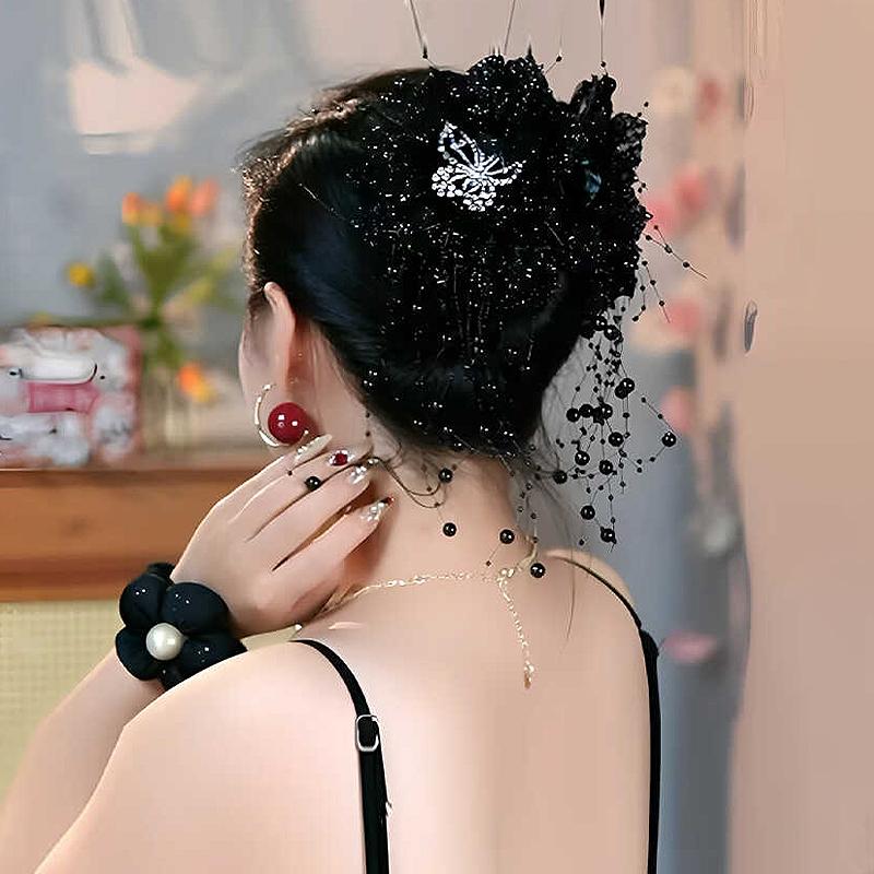 Flower Butterfly Tassel Hairpin Flower Headdress Exaggerated Hairpin
