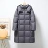 New Puff Down Jacket Women's Long Over Knee Simple Thickened Soft Waxy Warm Hooded White Duck Down Jacket