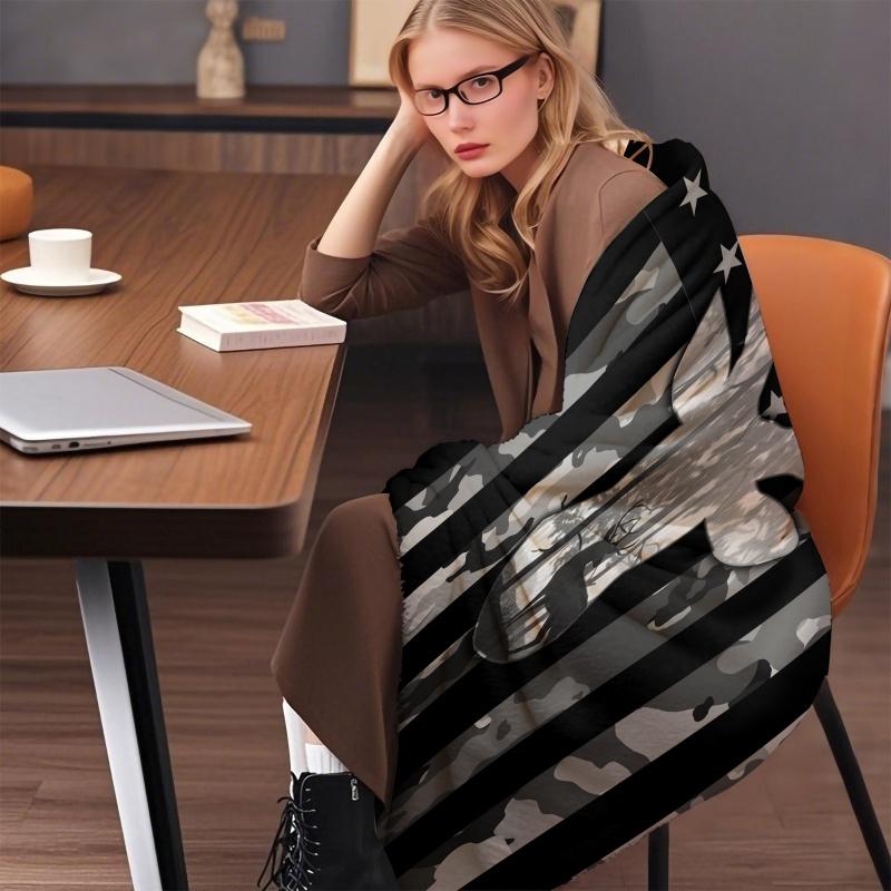 Flag Deer Printed Blanket,Soft Cozy Flannel Bed Blanket/Couch Blanket/Decorative Blanket/Camping Blanket,Perfect Holiday Gifts