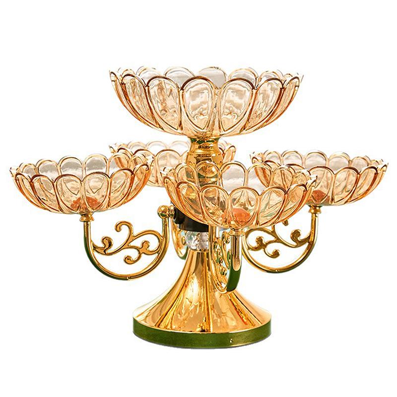 Vícevrstvý 360° otočný podnos na ovoce Luxusní křišťálový talíř na sladkosti a pochutiny Vánoční párty úložný podnos