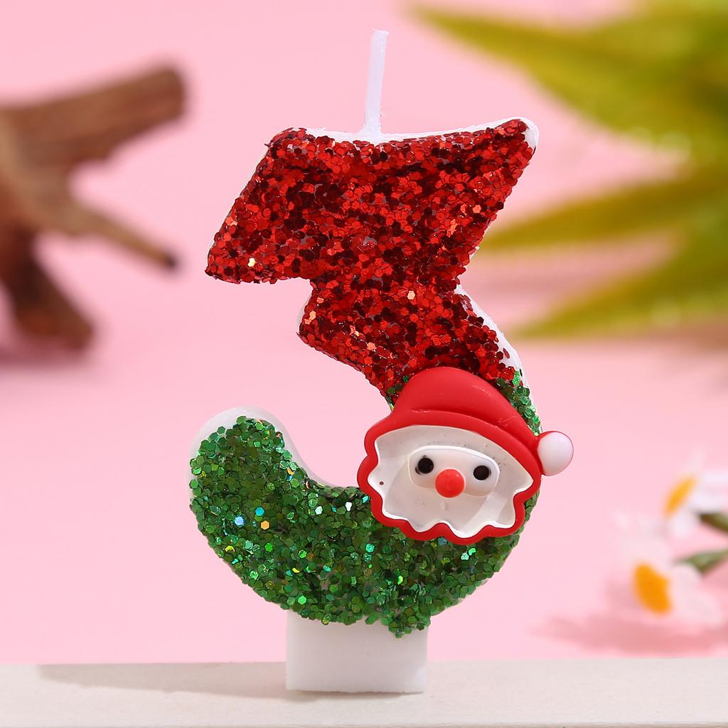 Christmas Happy Birthday Candles Number0-9 for Cake Decorating Supplies Unscented Number Candles Cake Topper Decorations