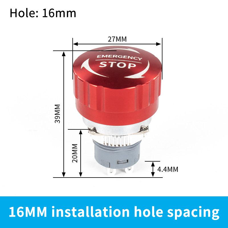 

16/19/22Mm 1No1Nc Metal Emergency Stop Buttons Switch Self-Locking Ultra Short Style Waterproof Power Emergency Stop Switch A1 16mm