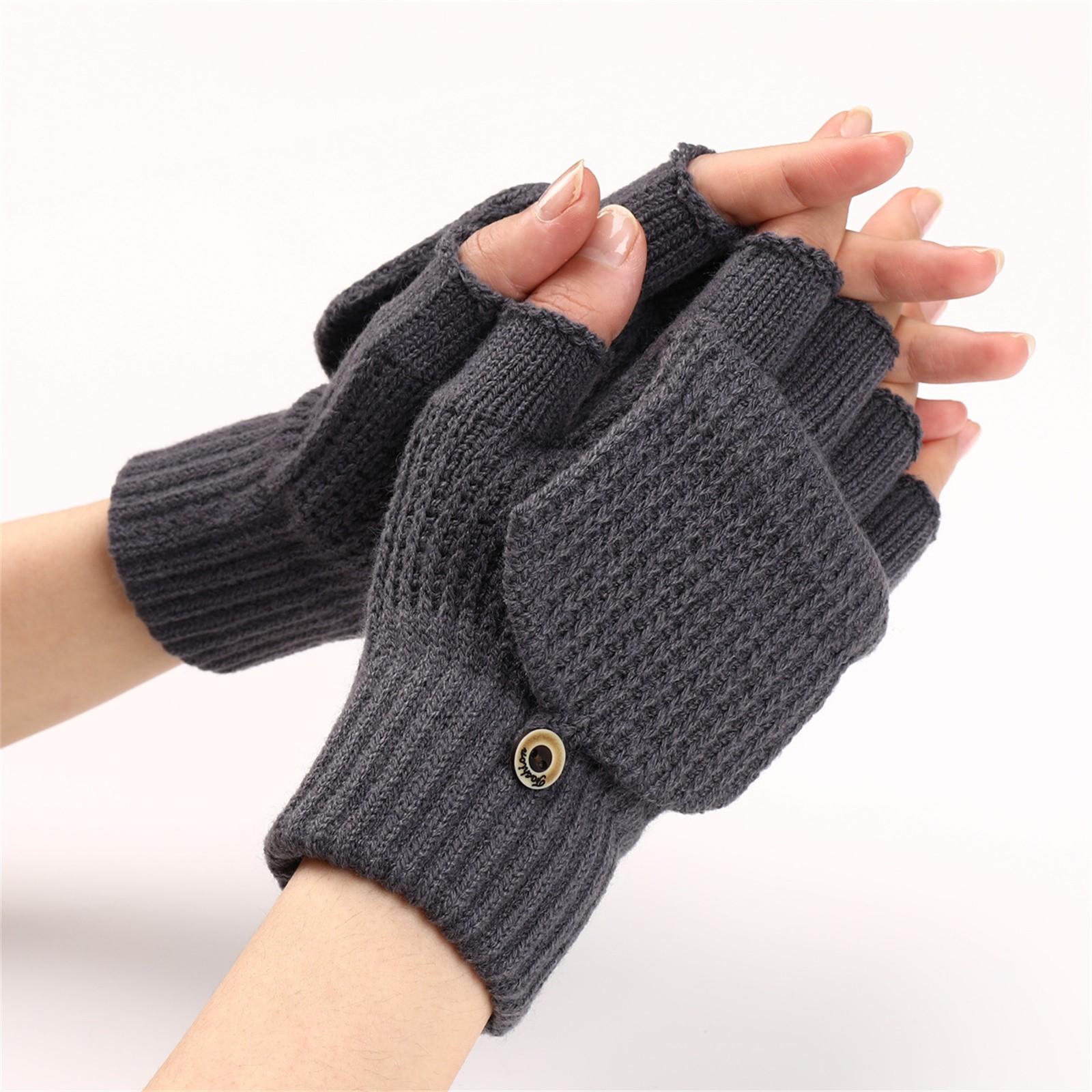 

Перчатки шерстяные полосатые флип теплые полупальцевые мужские и женские студенческие пишущие перчатки с открытыми пальцами вязаные One Size