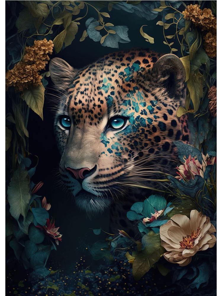 Vintage Animals In Jungle Flowers Canvas Painting Poster Print Peacock Toucan Parrot Elephant Monkey Wall Art Room Home Decor