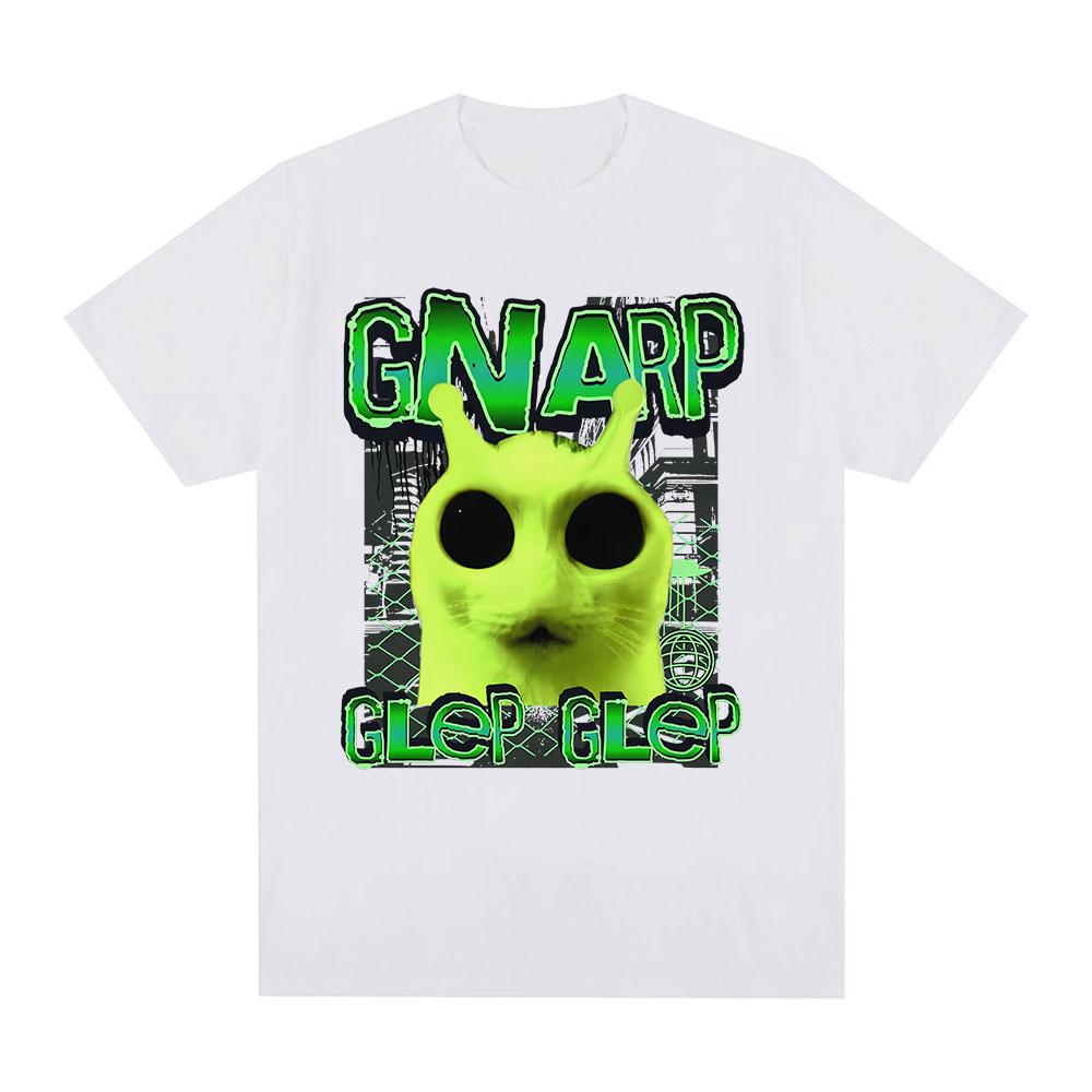 Gnarp Silly Alien Cat Meme Brainrot T Shirts Gen Z Stupid Funny Unisex Women Clothing Fashion Oversized Cotton T-Shirt Streetwear