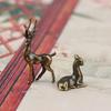 Copper Alloy Sika Deer Tabletop Small Ornaments Vintage Animal Figurines Desk Decorations Accessories Home Decor Crafts