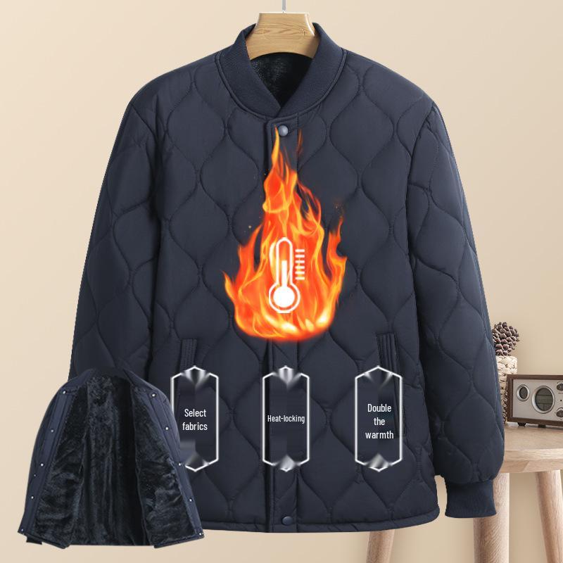 Grandpa's Warm Cotton-Padded Winter Coat - Fleece-Lined Jacket for Middle-Aged & Elderly Men