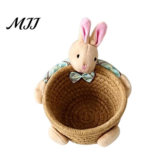 Weicher Stoff-Aufbewahrungsbehälter Schreibtischkorb, Cartoon Plüschbär und Kaninchen Seil Mini für Lippenstiftform, Gewebter Organizer Kleinteile Schmuck