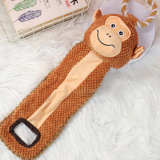 Plush Animal Dog Interactive Toy Stuffed Pig Rabbit Monkey Bird Tug of War Dog Boredom Toy Squeaky Dog Teething Cleaning Chew Toy