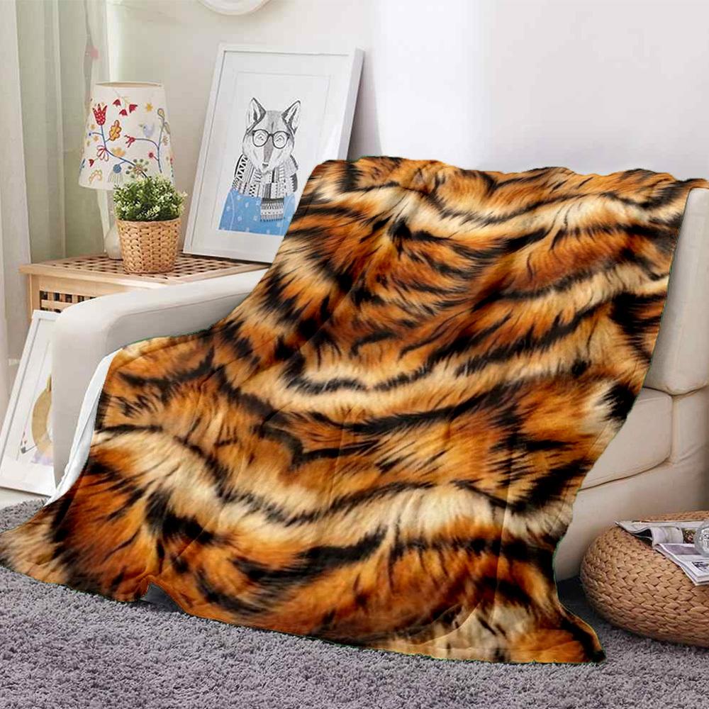 1pc Tiger Print Blanket, Lightweight Flannel Throw For Sofa, Bed, Travel, Camping, Livingroom, Office, Couch, Chair, And Bed,