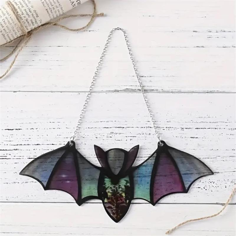 Acrylic Bat Suncatcher Window Hanging Stained Glass Wall Art Halloween Decoration
