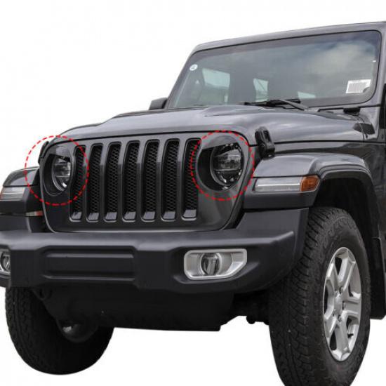 2018- Jeep Wrangler JL Sport Front Headlight Cover Ert Eye Bezels | Black | Self-Adhesive | 1 Year Manufacturer Warranty