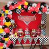 Racing Birthday Balloons Arch Drag Party Balloons Red Black Yellow Car Race Theme, Black And White Checkered Balloons